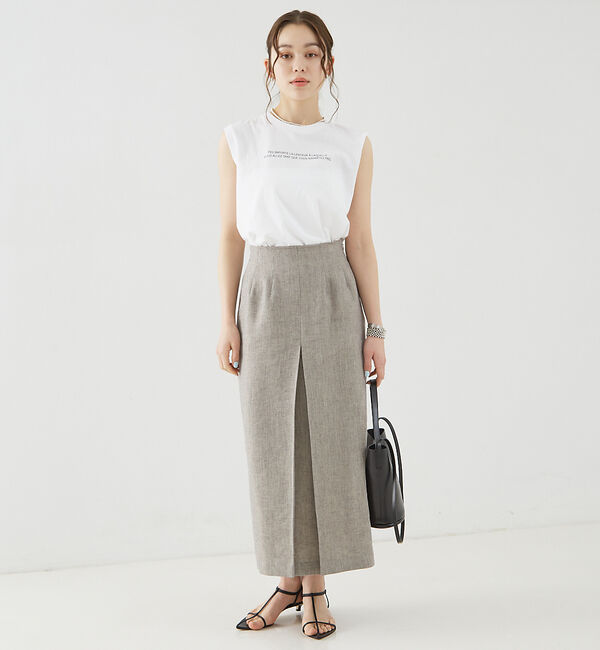 Rouge vif「ラメリネンスリットスカート」|スカート|