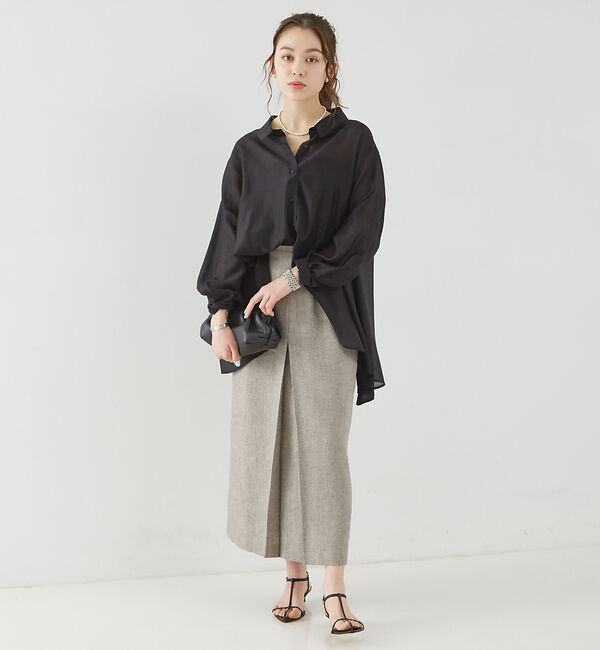 Rouge vif「ラメリネンスリットスカート」|スカート|