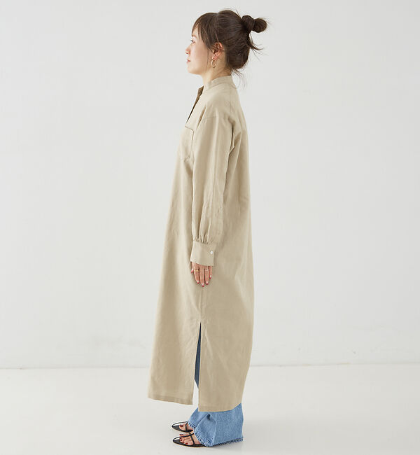 Rouge vif「麻混長袖シャツワンピース」|ワンピース|