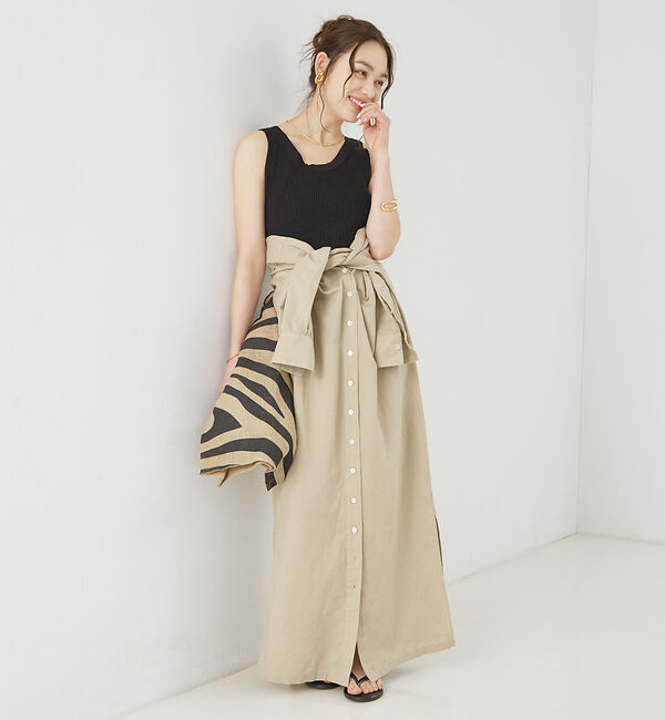 Rouge vif「麻混長袖シャツワンピース」|ワンピース|