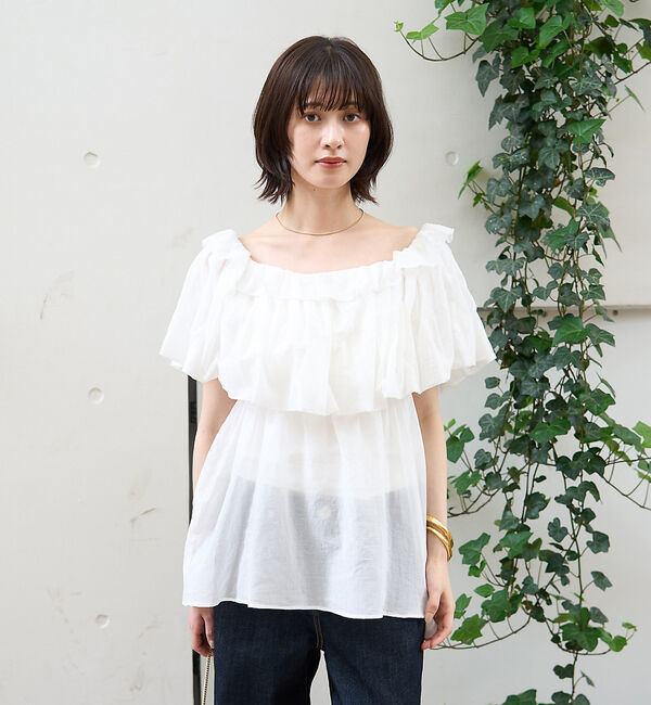 Rouge vif「コットンオフショルバルーンブラウス」|シャツ・ブラウス|