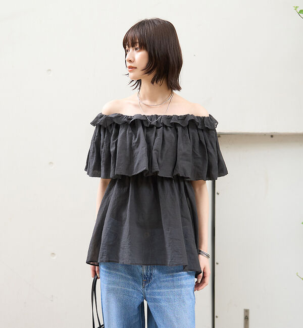 Rouge vif「コットンオフショルバルーンブラウス」|シャツ・ブラウス|