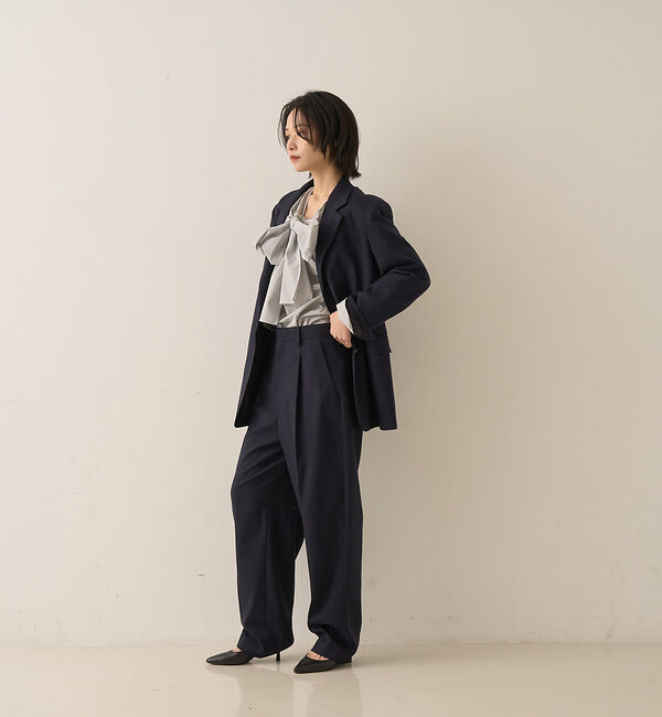 Rouge vif「コットンチェックリボンブラウス」|シャツ・ブラウス|