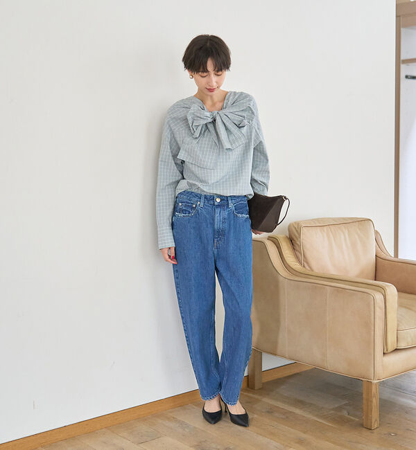 Rouge vif「コットンチェックリボンブラウス」|シャツ・ブラウス|