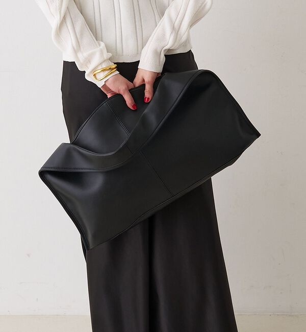 Rouge vif「【CHIMERE/シメール】レザーワイドワンハンドル」|ハンドバッグ|ブラック