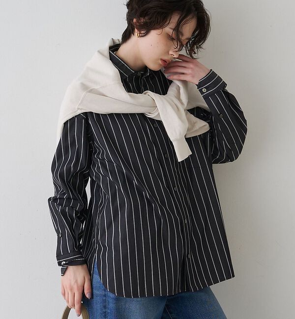 Rouge vif「【定番人気2026SS新作】【TICCA/ティッカ】スクエアビッグシャツ」|シャツ・ブラウス|ストライプ