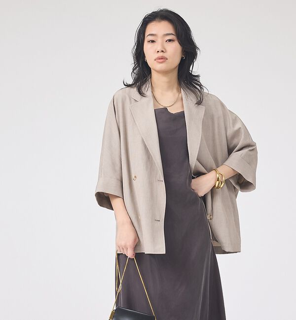 Rouge vif「【ロングセラー】【2026SS新作】麻混ハーフ袖ドルマンジャケット【予約】」|テーラードジャケット|