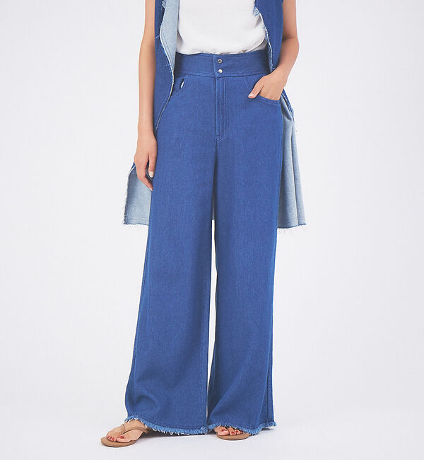 qualite「【セットアップ対応】ルーズデニムハイウエストパンツ」|デニム|ブルー