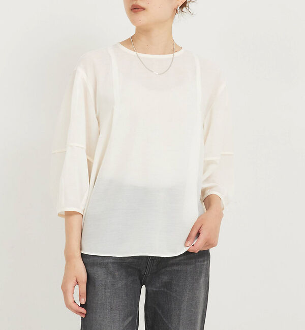 qualite「ボリュームスリーブシアーブラウス」|シャツ・ブラウス|オフホワイト