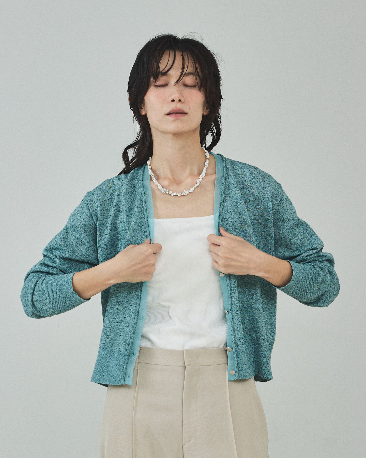 qualite「シアーミックスカーディガン」|カーディガン|