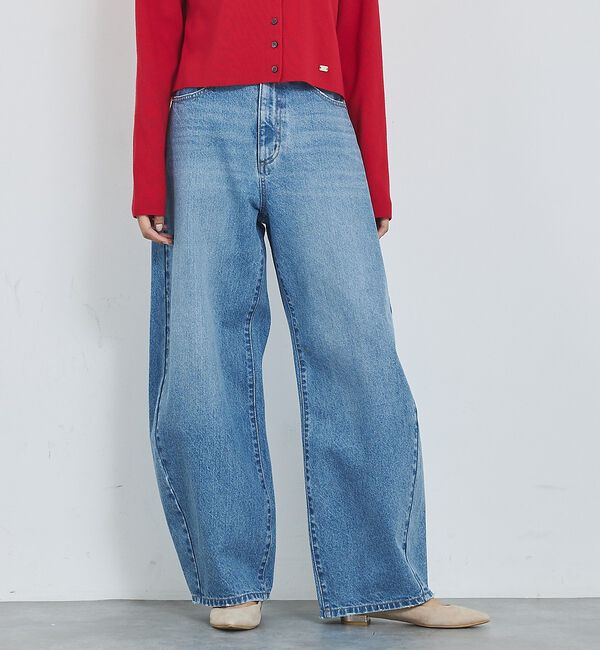 abahouse mavie「【追加生産決定！】ウォッシュドバレルジーンズ【予約】」|デニム|サックスブルー