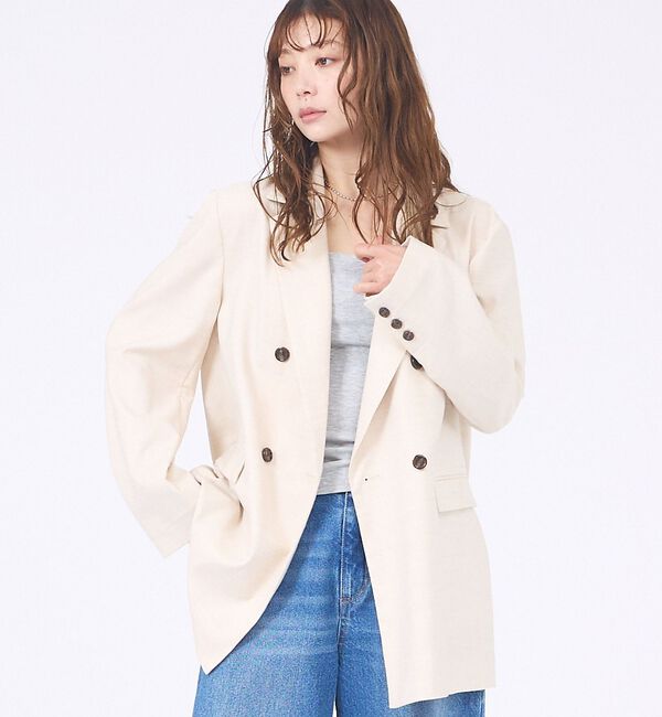 abahouse mavie「【セットアップ対応】ライトメランジダブルジャケット/長袖/シーズンレス」|その他|ベージュ
