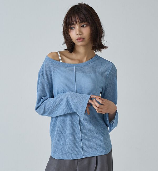 abahouse mavie「【ヘルシーな透け感】シアーフライスロンT」|Tシャツ・カットソー|サックスブルー