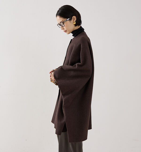 The Store by C' 「【COCUCA】リバーカラーケープ」|ノーカラーコート|