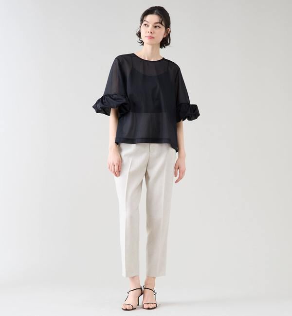 TIARA「ベルテッドハイウエストテーパードパンツ（セットアップ可）」|スラックス|