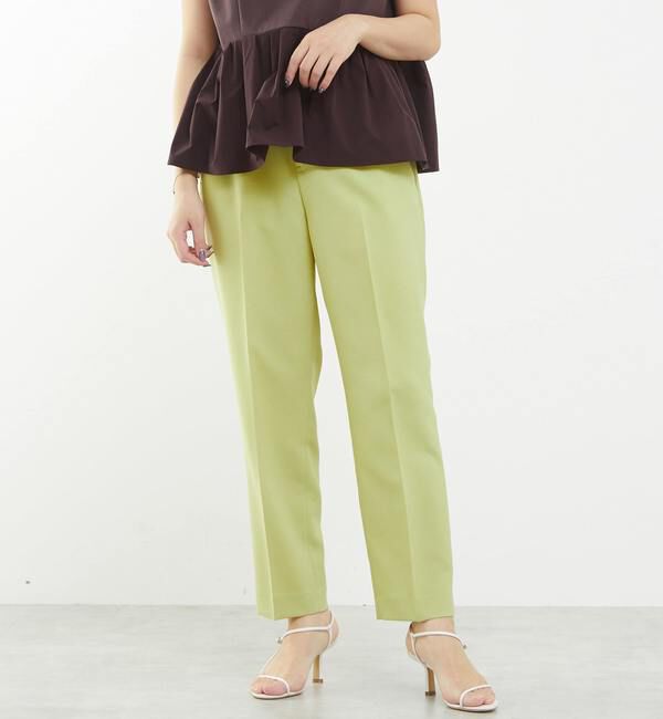 TIARA「ベルテッドハイウエストテーパードパンツ（セットアップ可）」|スラックス|マスタード