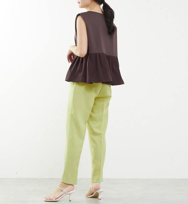 TIARA「ベルテッドハイウエストテーパードパンツ（セットアップ可）」|スラックス|