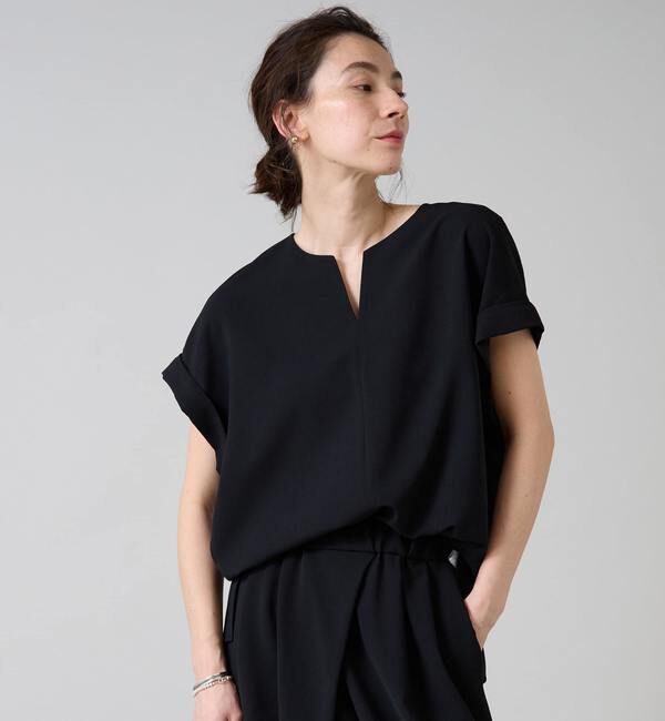 Liesse「キーネックオーバーブラウス」|シャツ・ブラウス|ブラック
