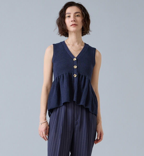 Liesse「ペプラムニットサマーベスト」|ニット・セーター|ネイビー