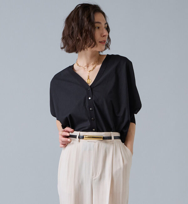 Liesse「カットソーコンビニットカーディガン」|カーディガン|ブラック