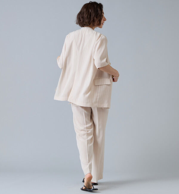 Liesse「麻調ハーフスリーブジャケット」|ノーカラージャケット|