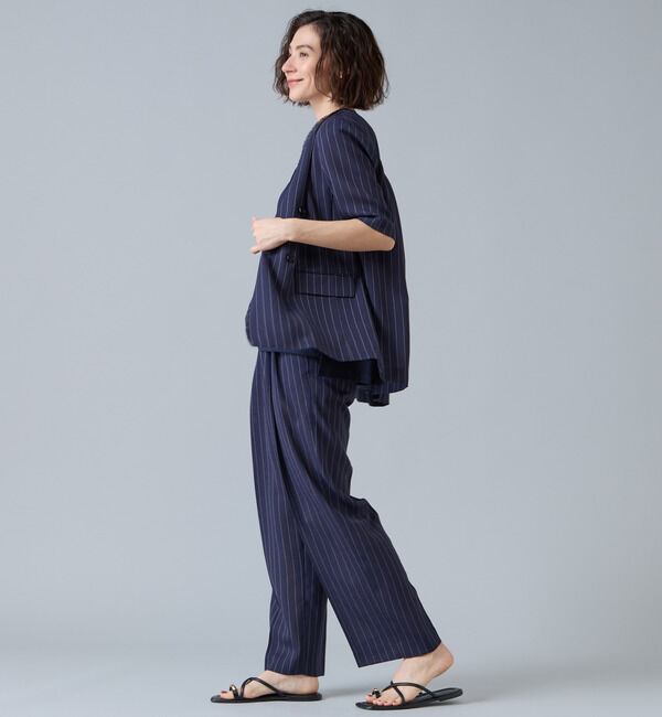 Liesse「麻調ハーフスリーブジャケット」|ノーカラージャケット|