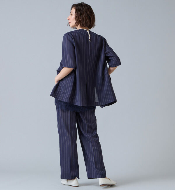 Liesse「麻調ハーフスリーブジャケット」|ノーカラージャケット|