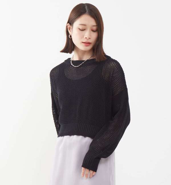 Soffitto「2WAYメッシュニット」|ニット・セーター|ブラック