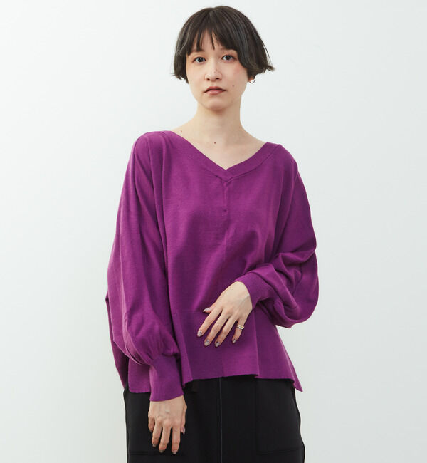 Soffitto「【nota della mano sinistra（ノータ デラ マノ シニストラ）】ドルマン2wayニットトップス」|ニット・セーター|マジェンタ