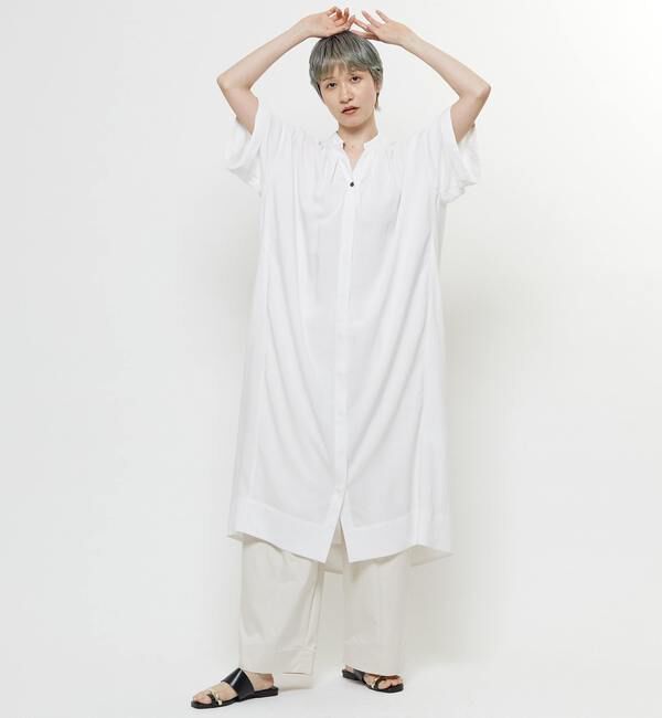 Soffitto「【nota della mano sinistra（ノータ デラ マノ シニストラ）】5分袖前開きシャツワンピ－ス」|ワンピース|