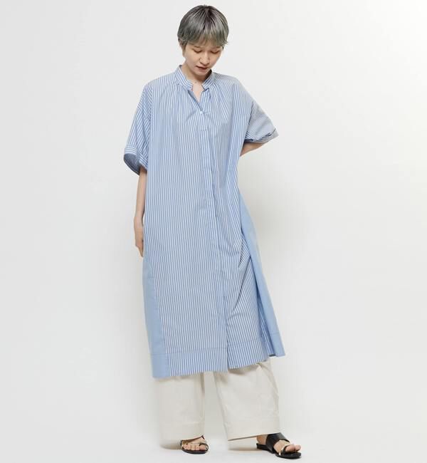 Soffitto「【nota della mano sinistra（ノータ デラ マノ シニストラ）】5分袖前開きシャツワンピ－ス」|ワンピース|