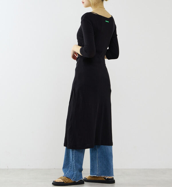 SOFFITTO「【GREEN BUTTER/グリーンバター】Shining Wrap Dress Black」|ワンピース|