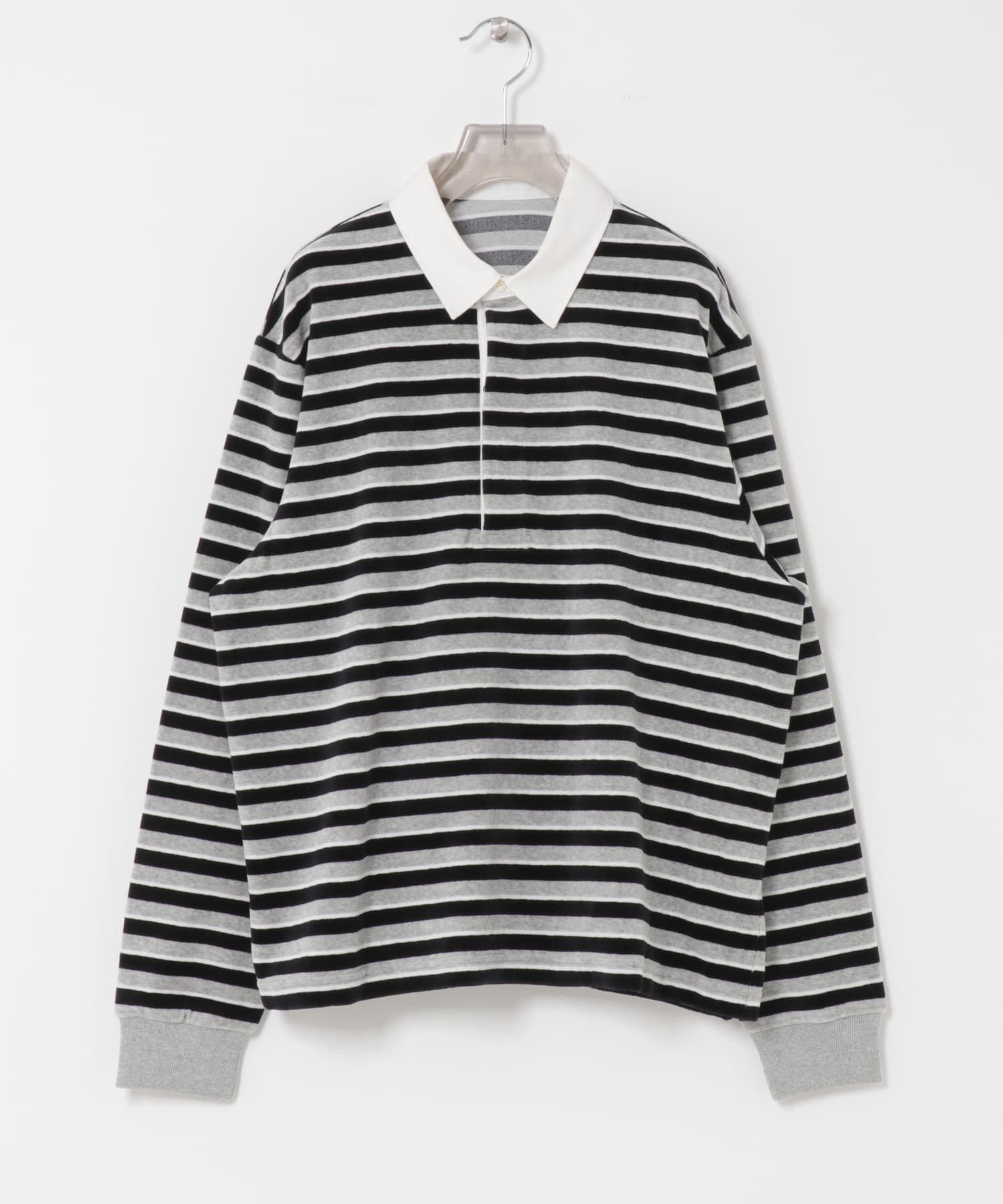 URBAN RESEARCH「『UR TECH』ベロアボーダーラガーシャツ」|Tシャツ・カットソー|