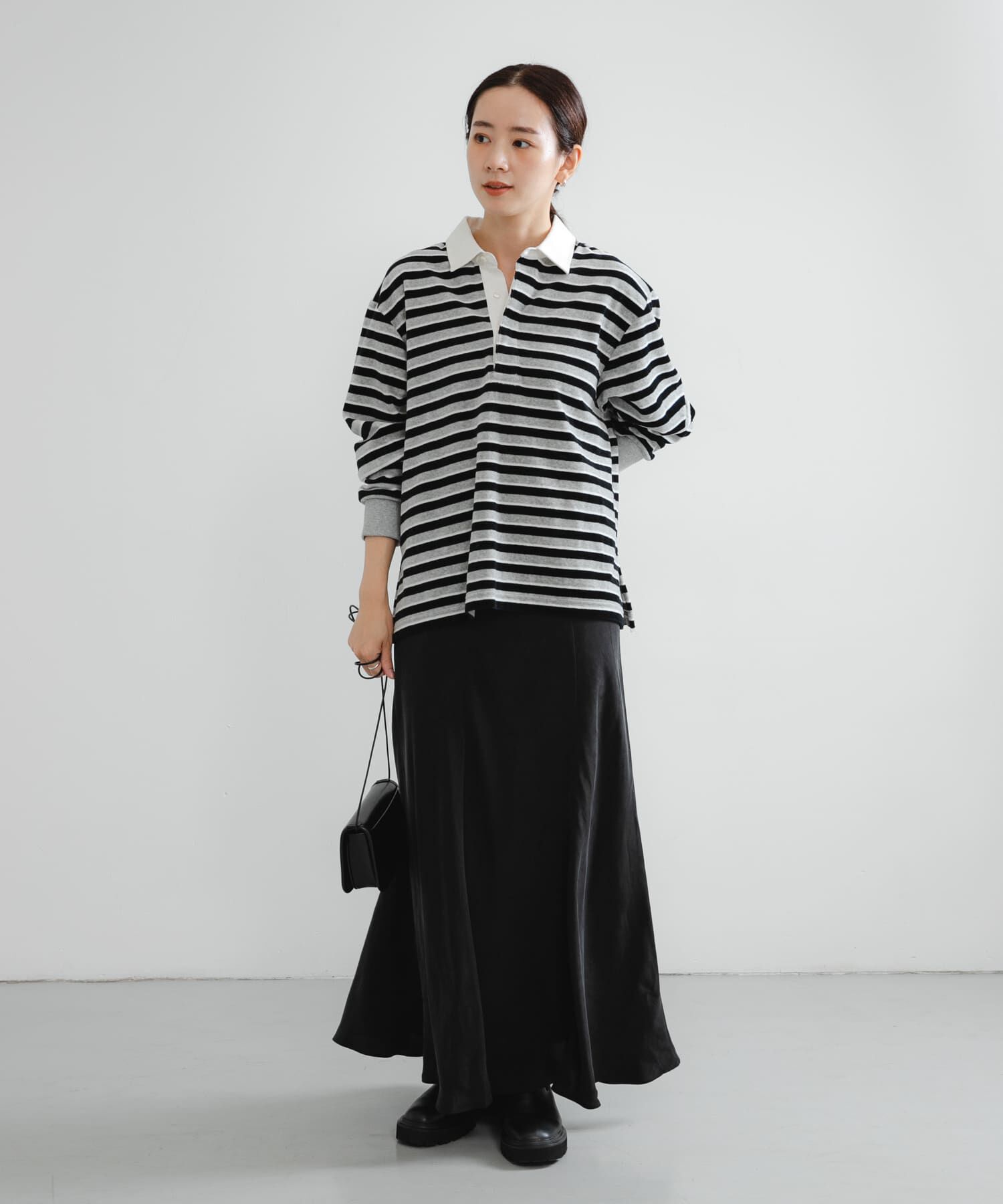 URBAN RESEARCH「『UR TECH』ベロアボーダーラガーシャツ」|Tシャツ・カットソー|