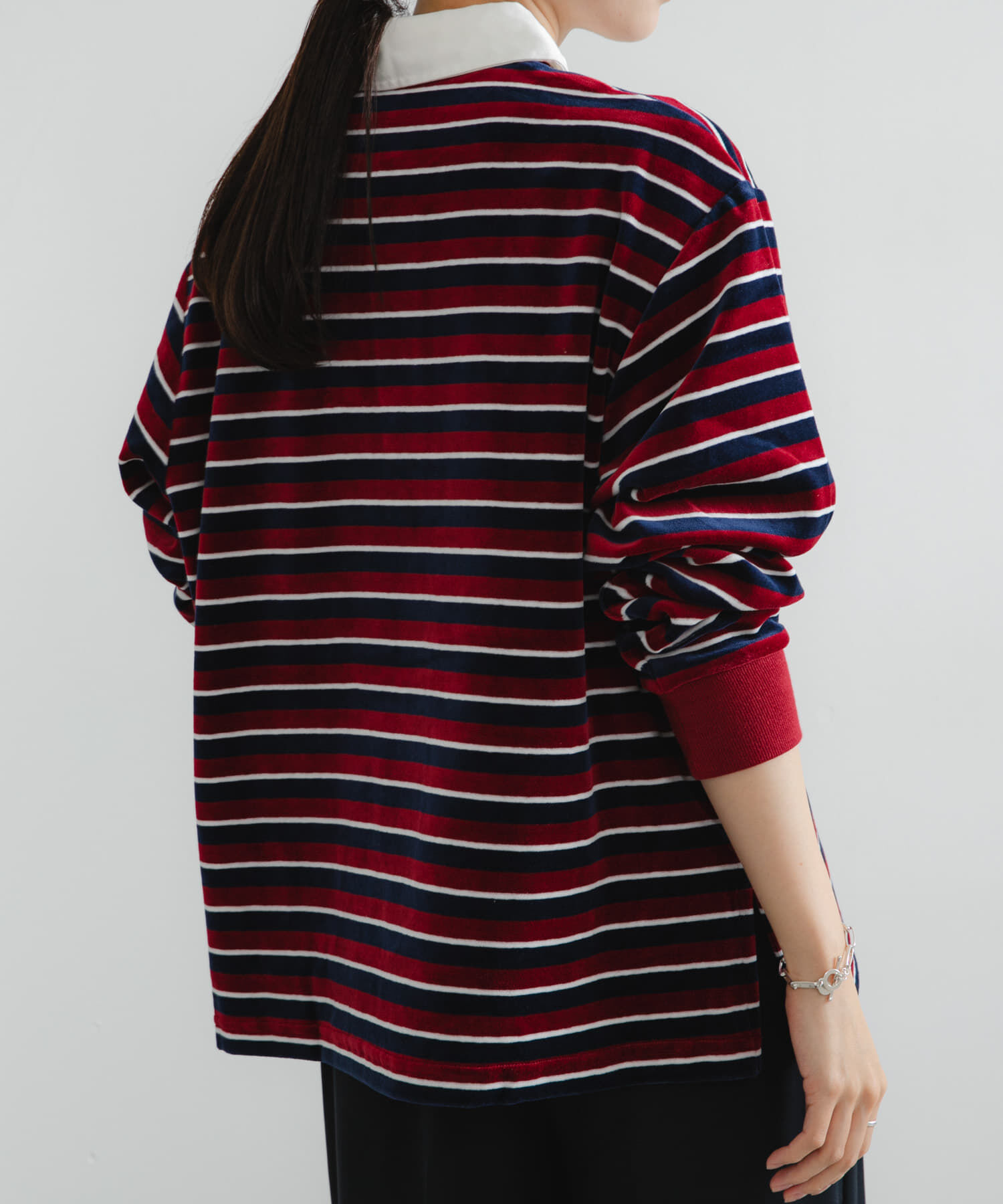 URBAN RESEARCH「『UR TECH』ベロアボーダーラガーシャツ」|Tシャツ・カットソー|