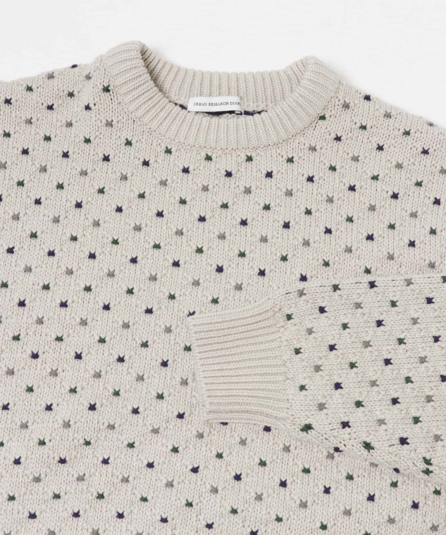 URBAN RESEARCH DOORS「変形バーズアイ クルーネックニット」|ニット・セーター|