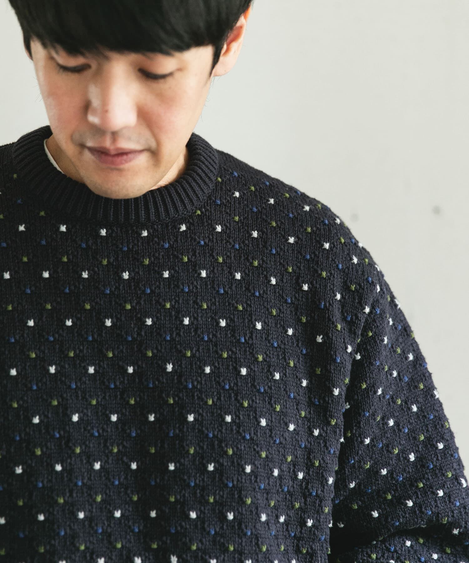 URBAN RESEARCH DOORS「変形バーズアイ クルーネックニット」|ニット・セーター|