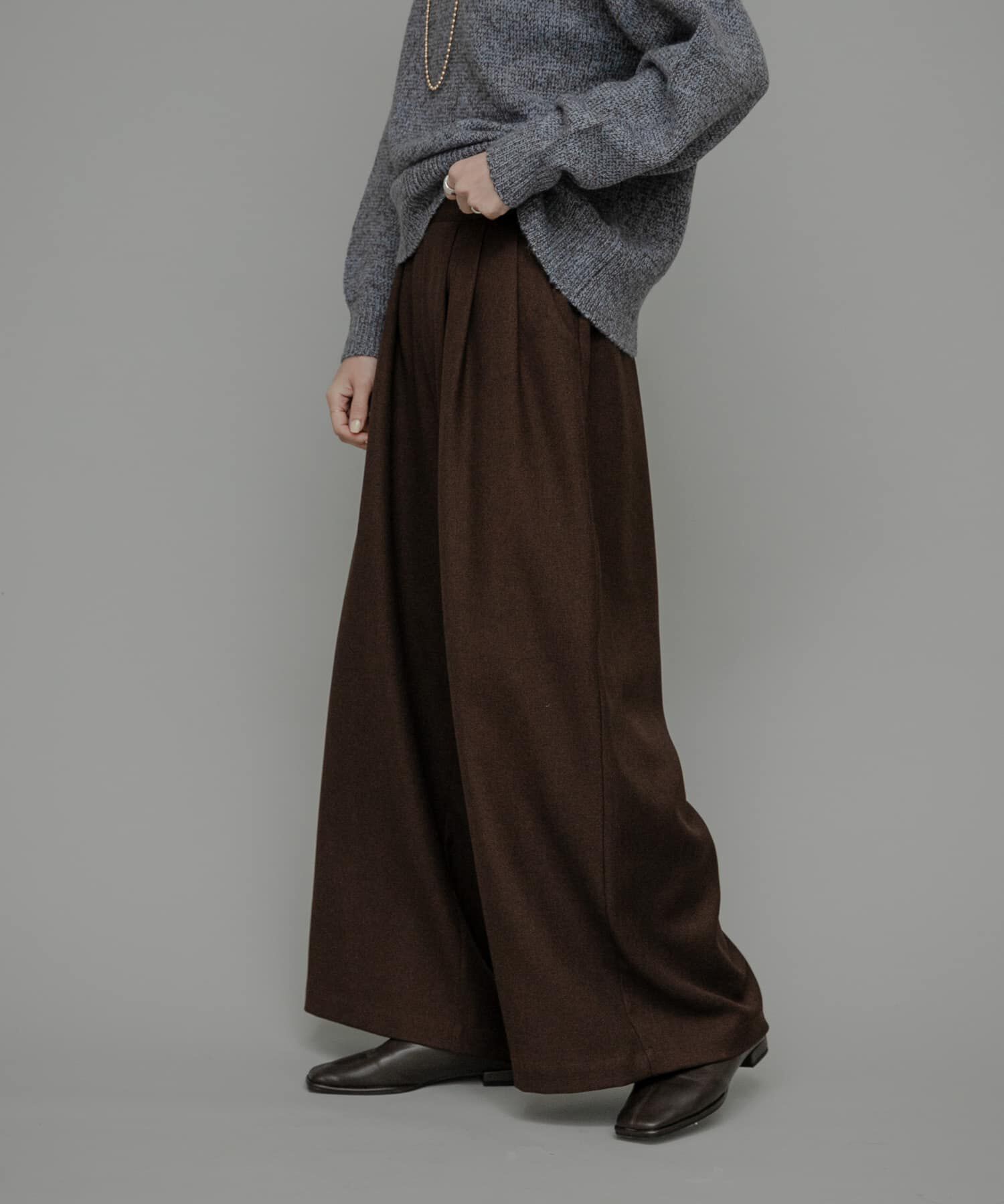 Sonny Label 「ウォッシャブルワイドタックイージーパンツ」|その他|ブラウン