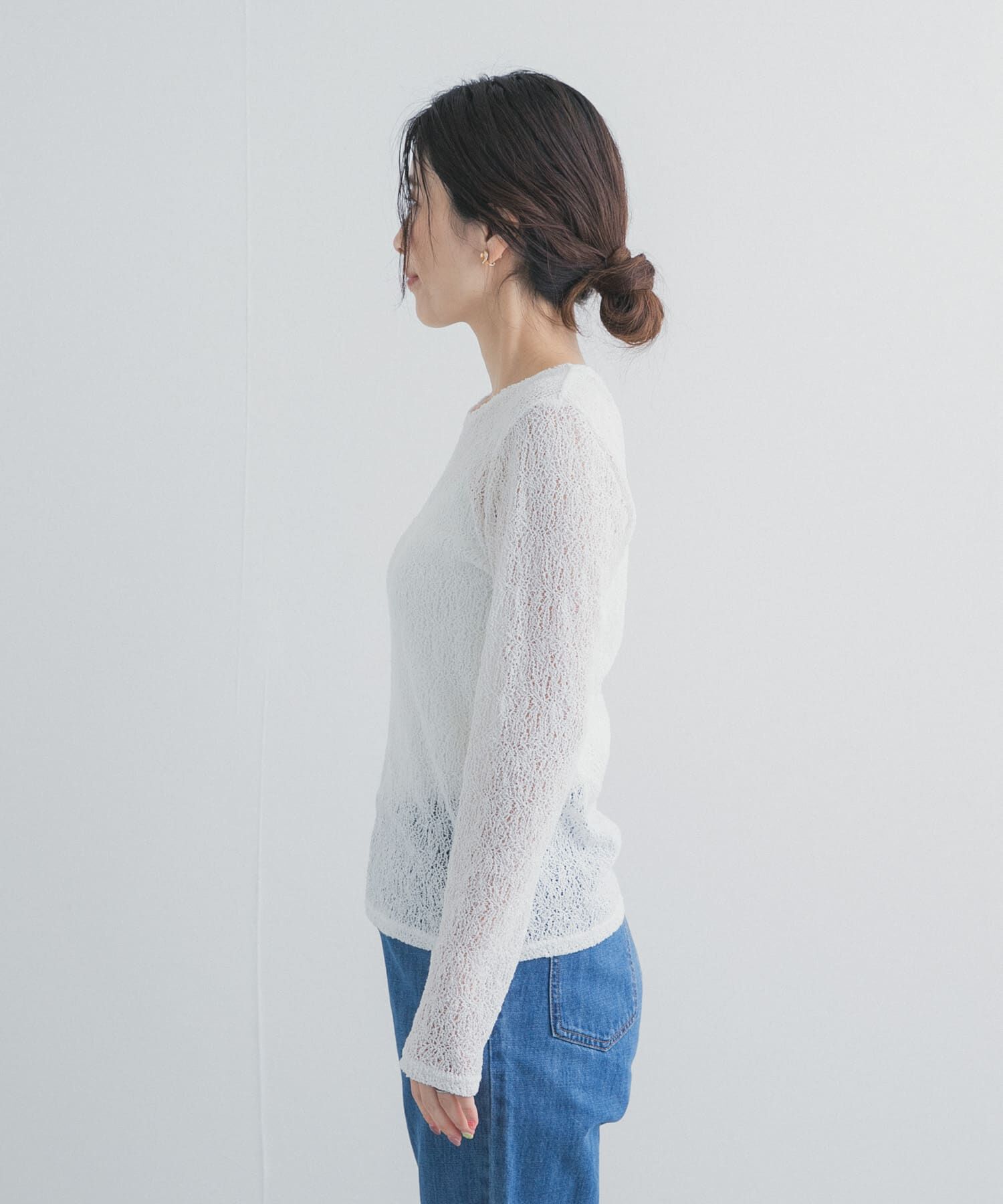 URBAN RESEARCH DOORS「カーリーラッセルレースロングスリーブTシャツ」|Tシャツ・カットソー|