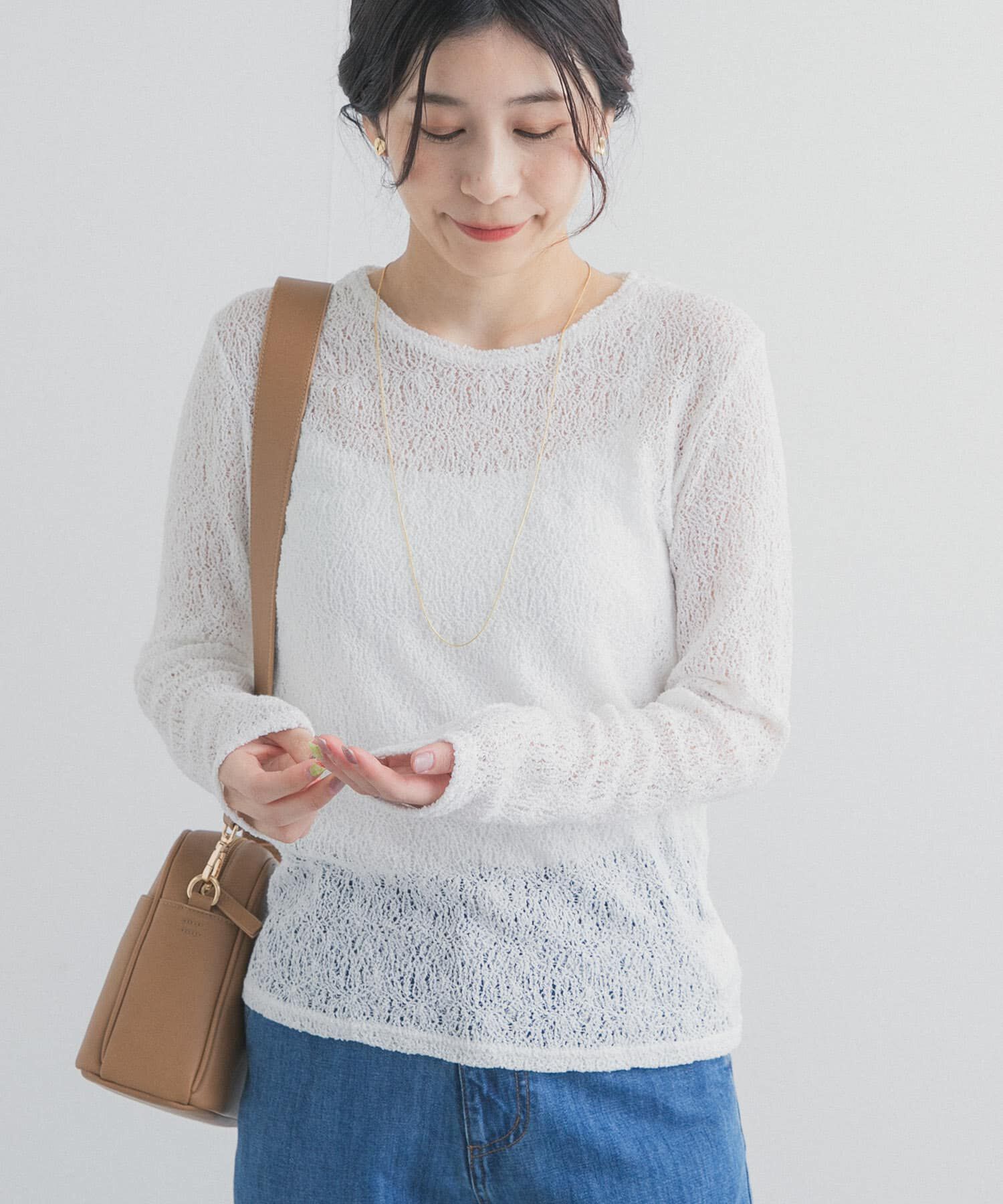 URBAN RESEARCH DOORS「カーリーラッセルレースロングスリーブTシャツ」|Tシャツ・カットソー|