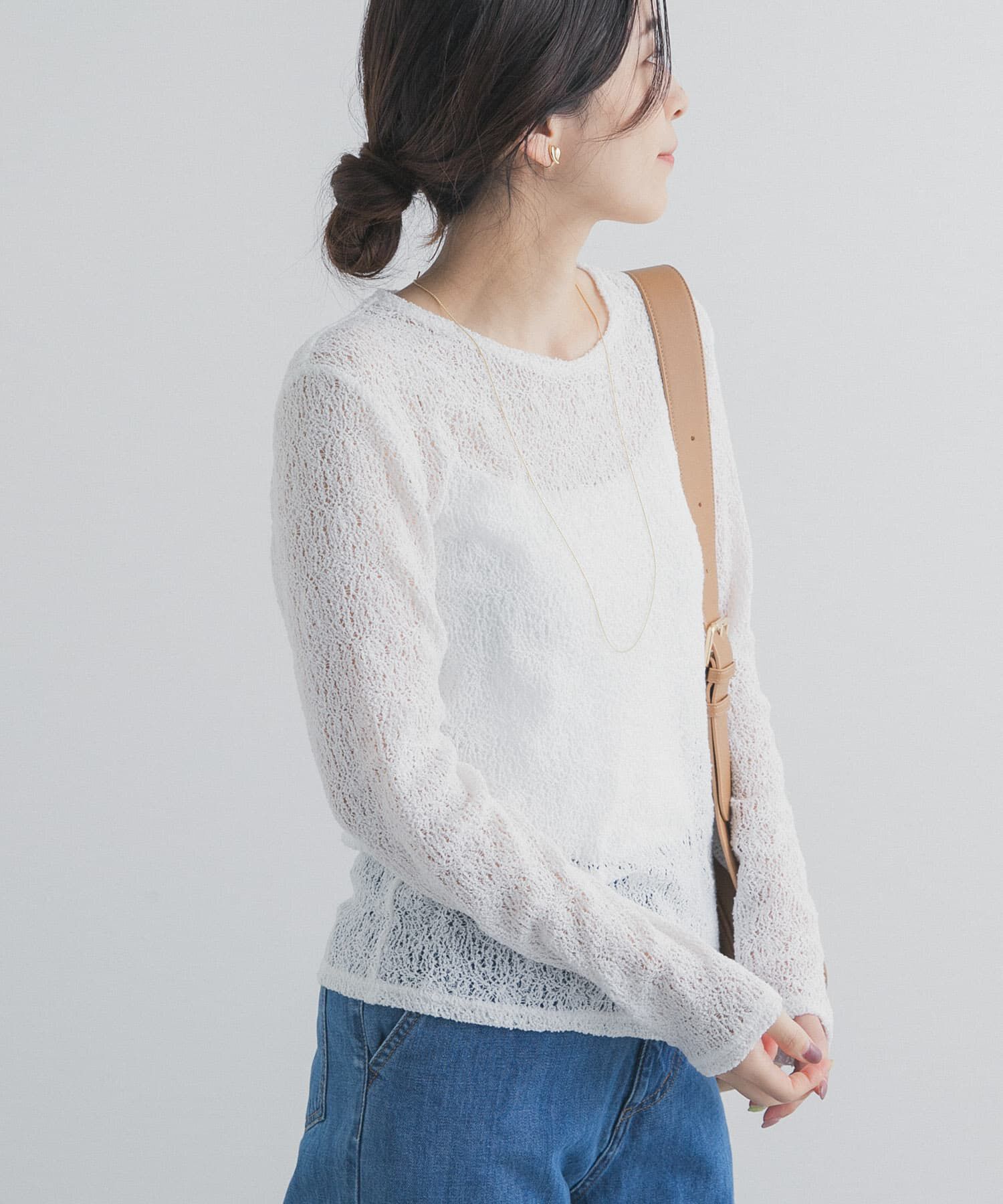 URBAN RESEARCH DOORS「カーリーラッセルレースロングスリーブTシャツ」|Tシャツ・カットソー|