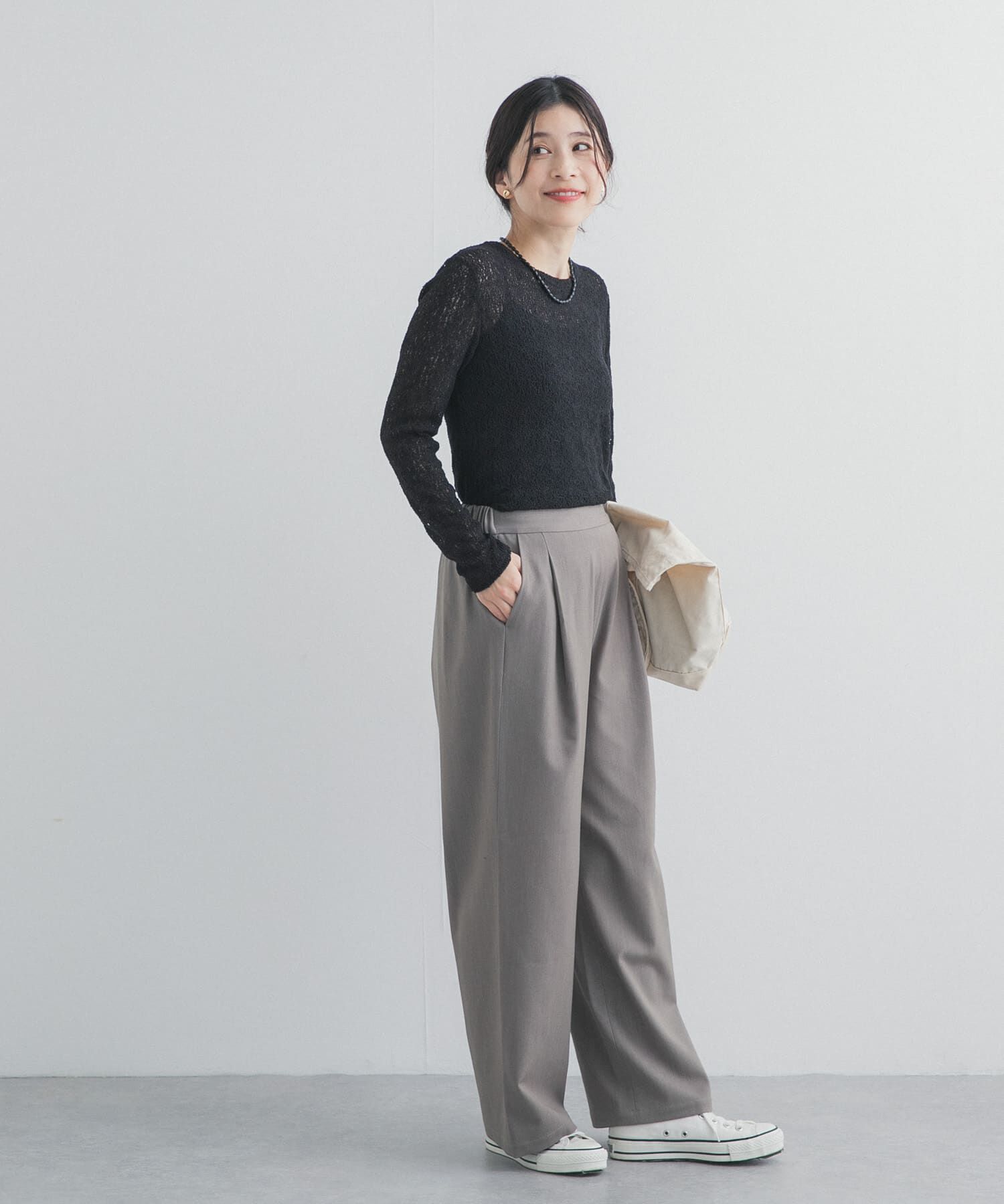 URBAN RESEARCH DOORS「カーリーラッセルレースロングスリーブTシャツ」|Tシャツ・カットソー|