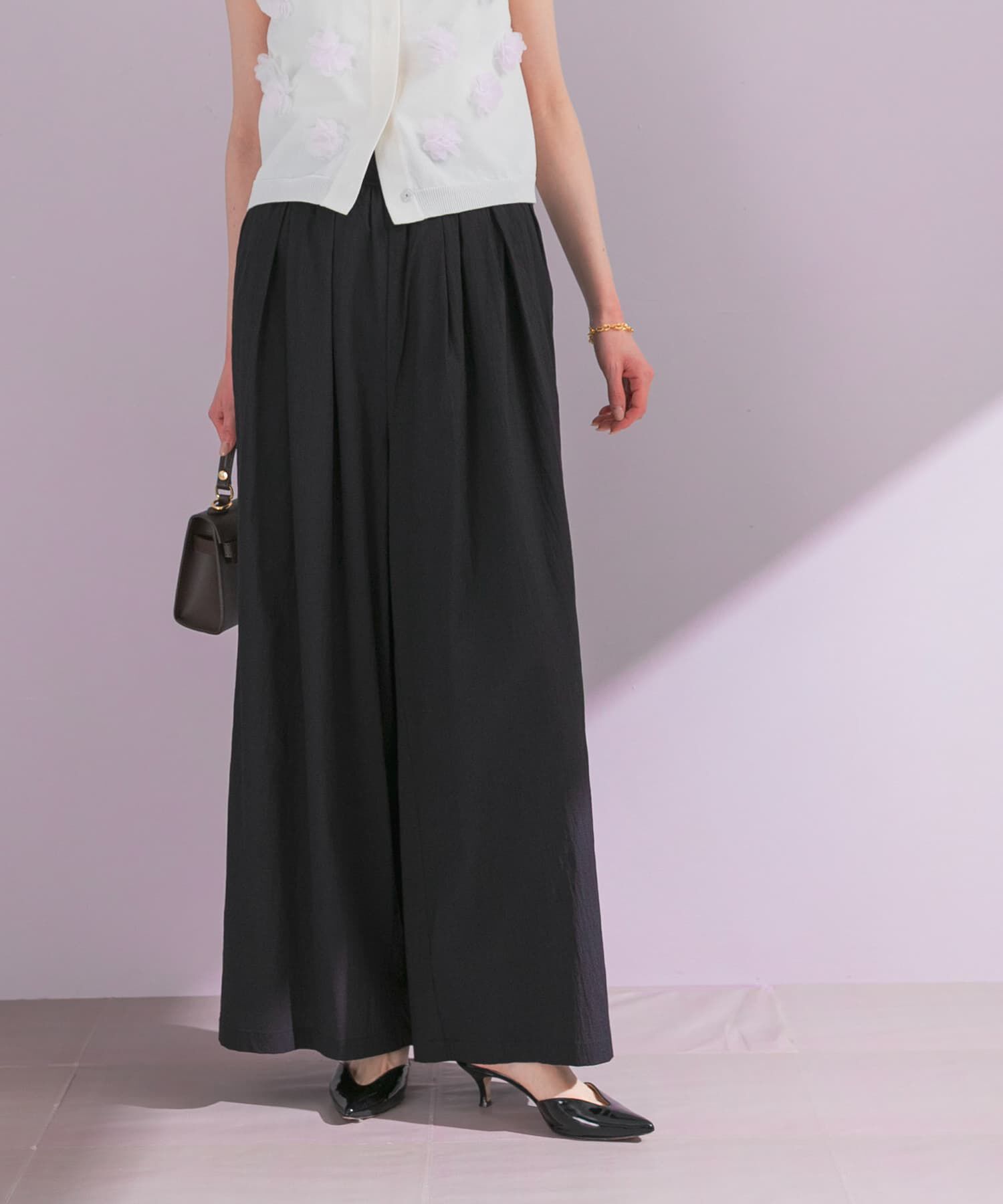 URBAN RESEARCH ROSSO「ライトタックイージーワイドパンツ」|その他|ネイビー