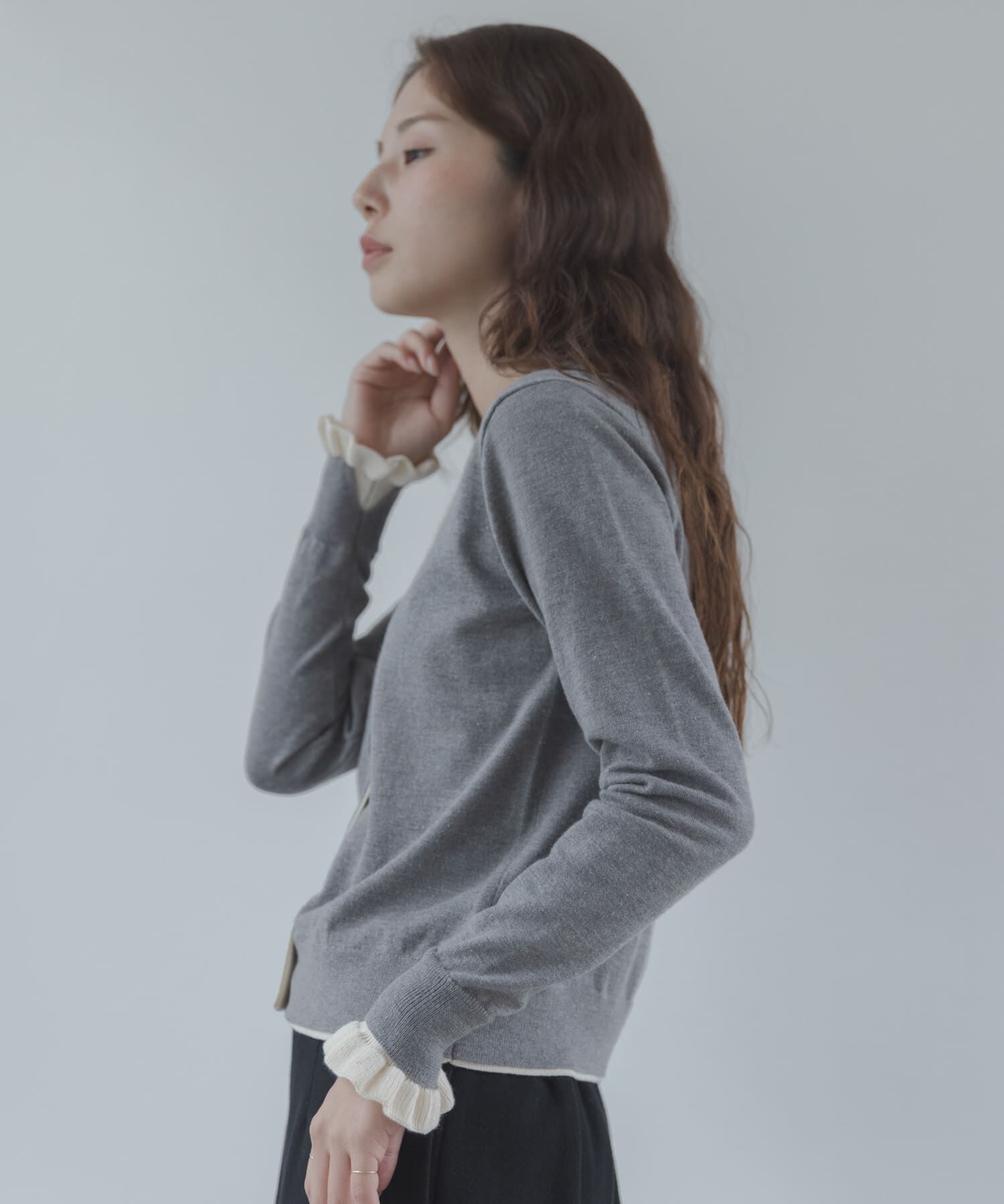 Sonny Label 「配色フリルニットカーディガン」|カーディガン|