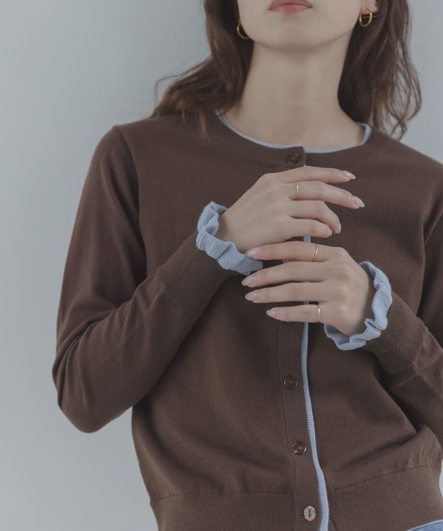 Sonny Label 「配色フリルニットカーディガン」|カーディガン|