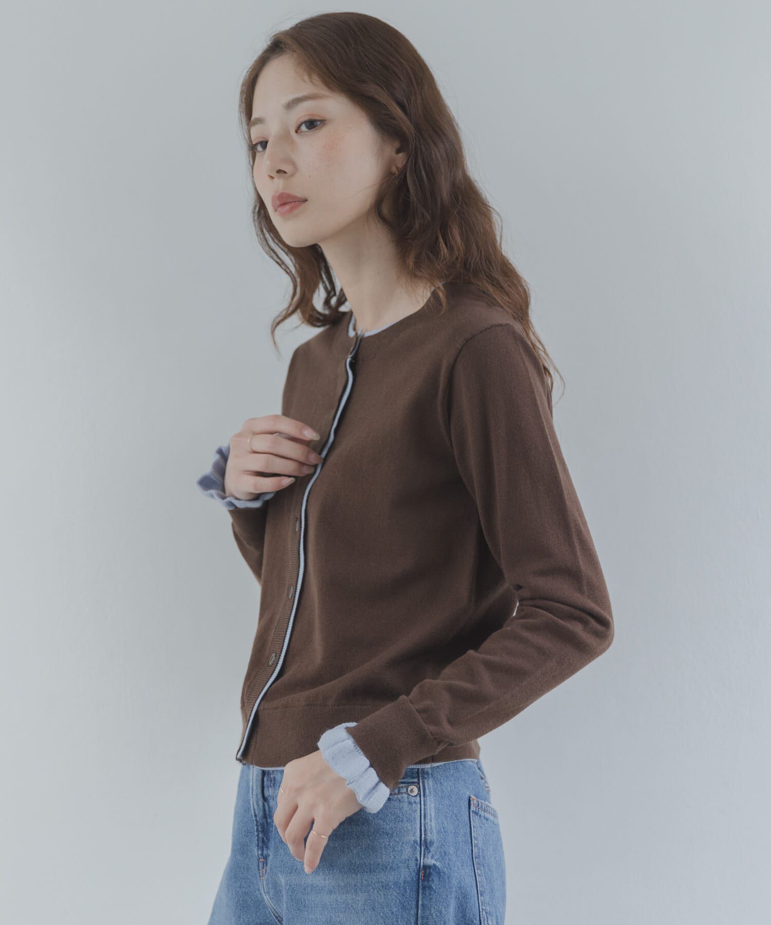 Sonny Label 「配色フリルニットカーディガン」|カーディガン|