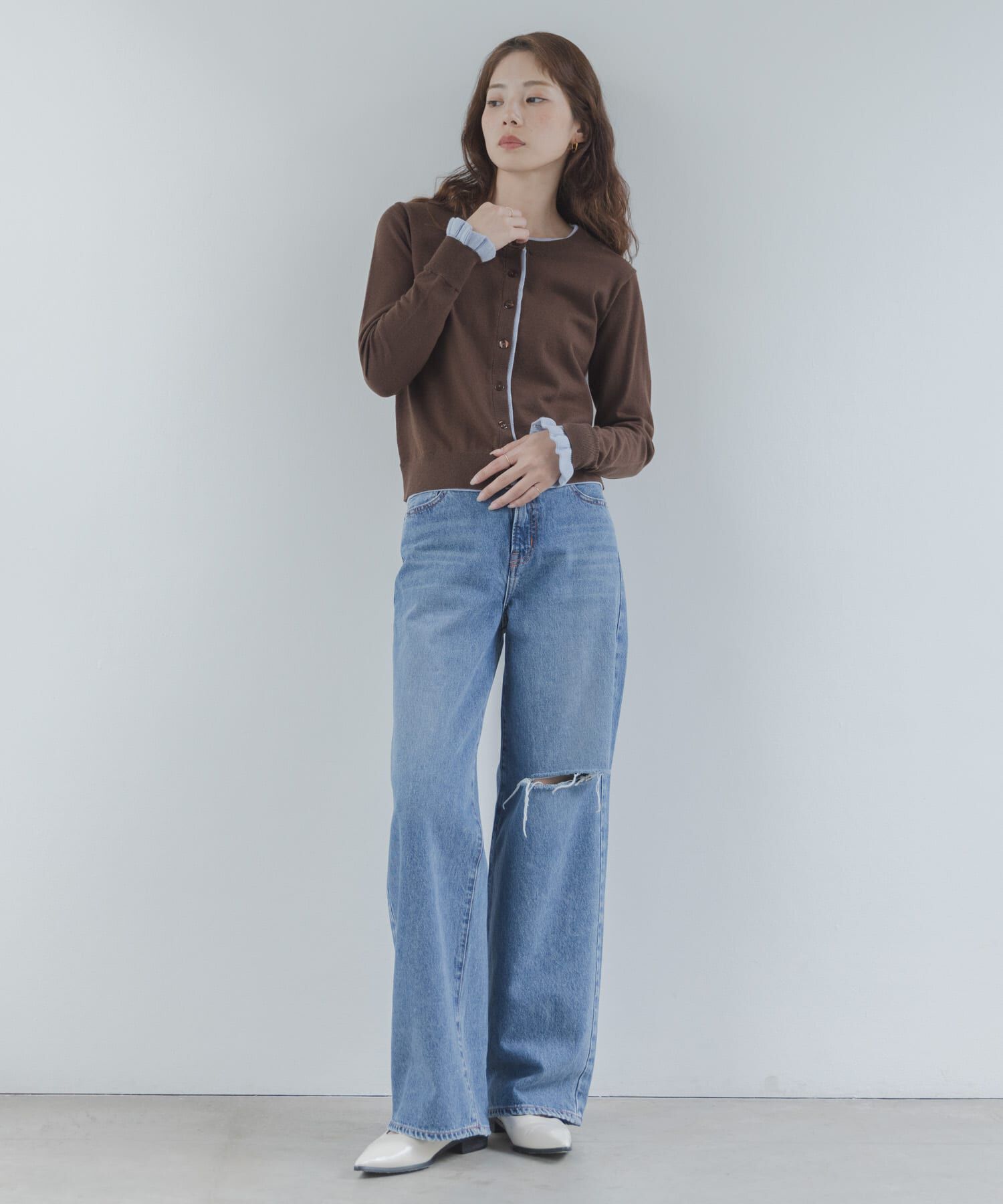 Sonny Label 「配色フリルニットカーディガン」|カーディガン|