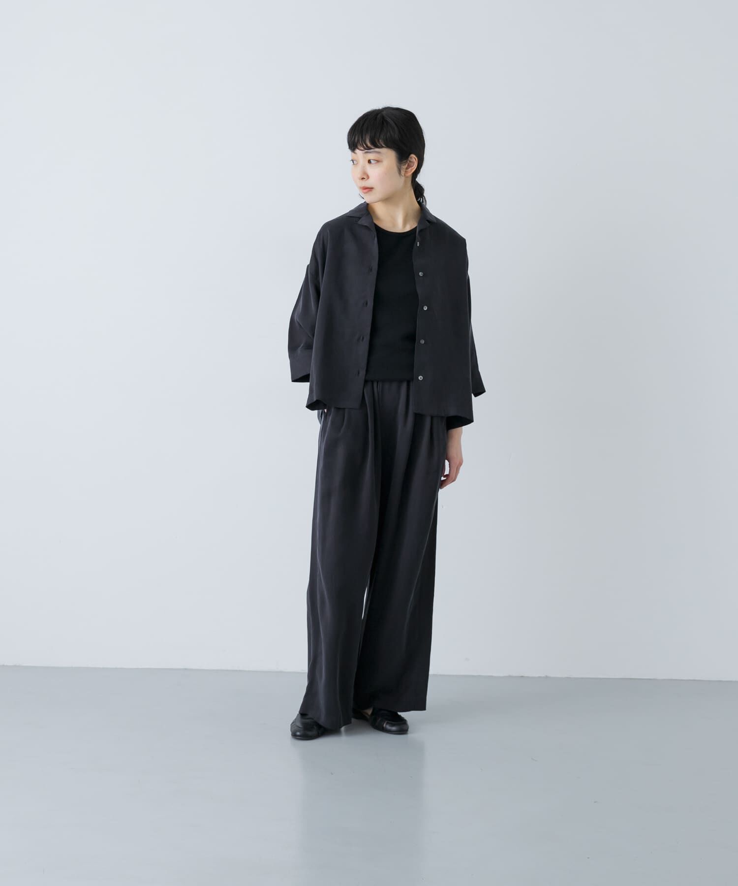 かぐれ「キュプラオープンカラーシャツ」|シャツ・ブラウス|