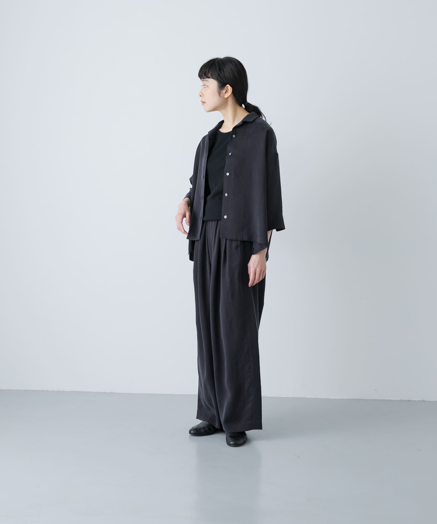 かぐれ「キュプラオープンカラーシャツ」|シャツ・ブラウス|