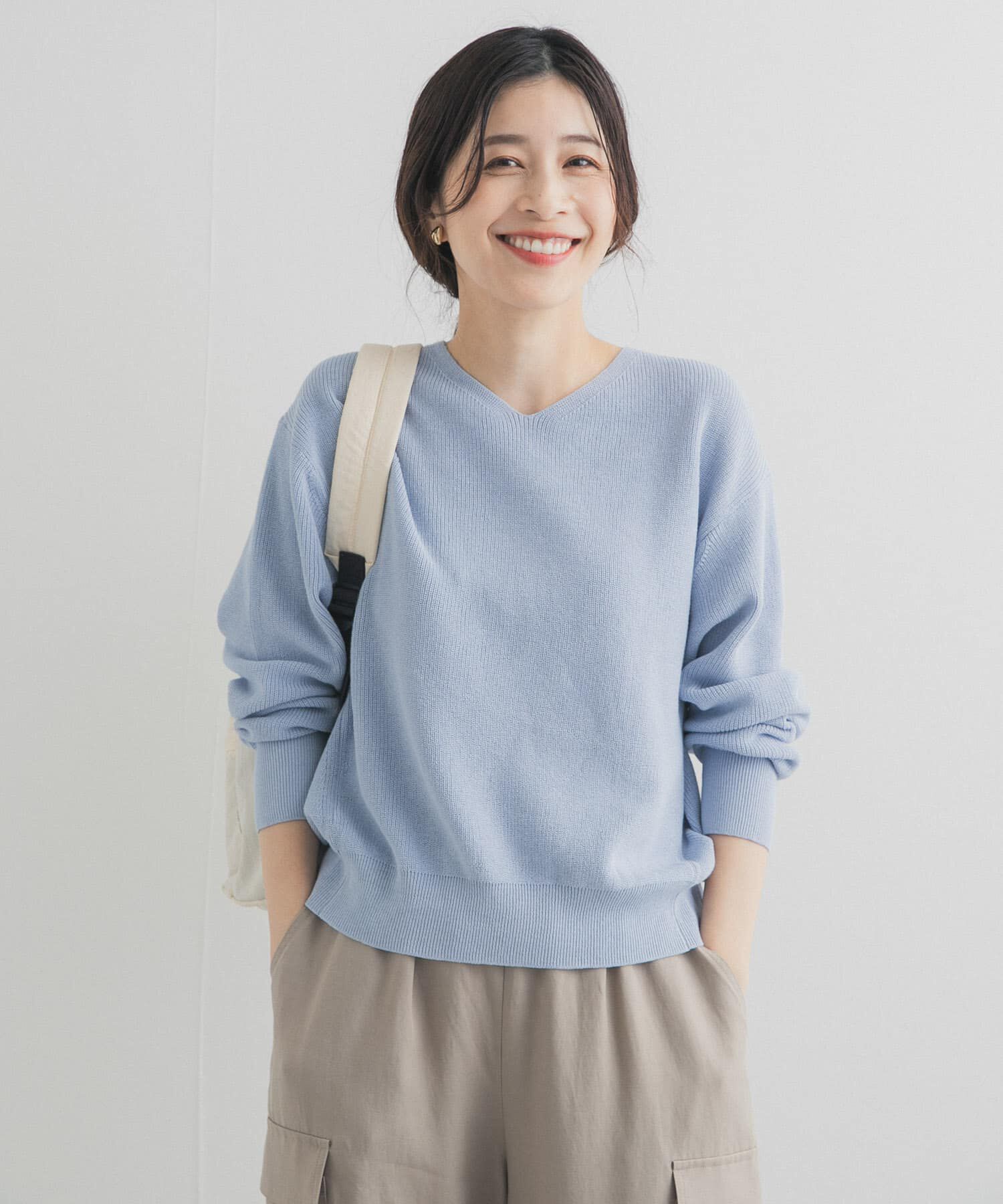 URBAN RESEARCH DOORS「コットン畦Vネックニット」|ニット・セーター|